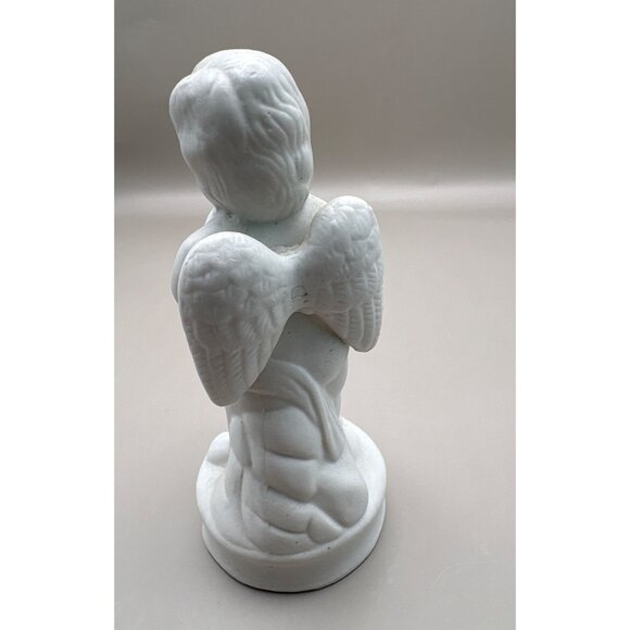 White Cherub Angel Figurine Playing Flute Ceramic Musician - Picture 4 of 8